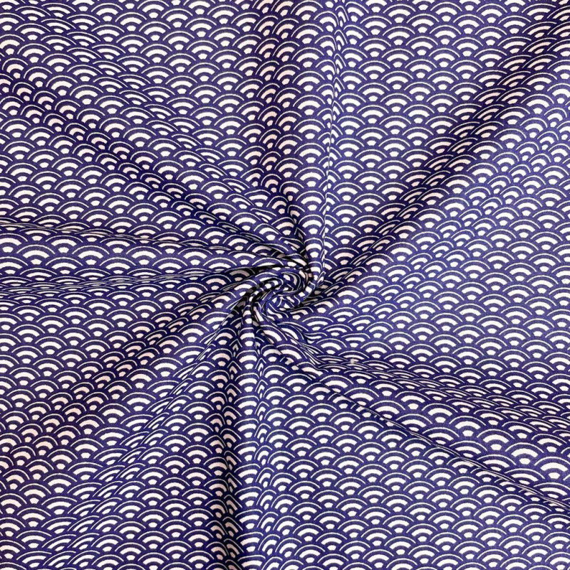 Algodón estampado SAIJO Blanco / Azul marino